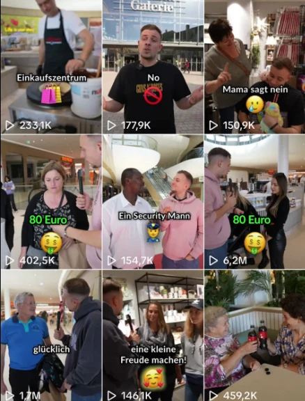 TikTok-Grid der Dreiländergalerie in Welle 1: getestete Formate mit solider Reichweite